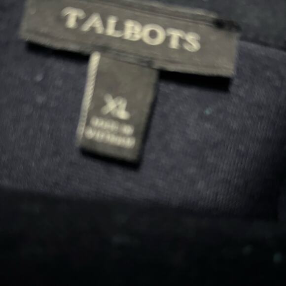 Talbots Flecked Knit Shift Dress XL Brass Look Buttons Mock Neck Preppy Office - Picture 6 of 6